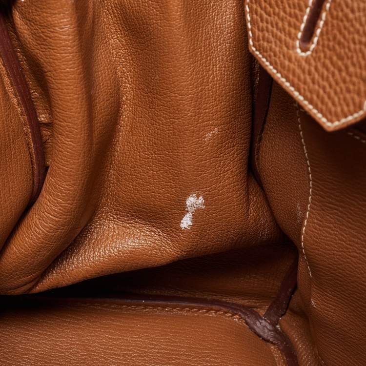 Pre Owned Hermes Gold Clemence Leather Gold Finish Birkin 35 Bag