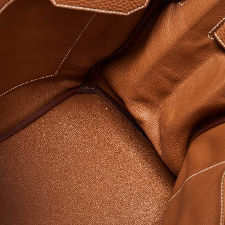 Pre Owned Hermes Gold Clemence Leather Gold Finish Birkin 35 Bag