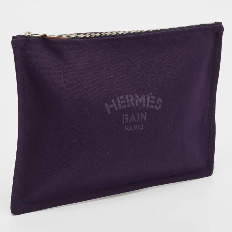 Pre Owned Hermes Nocturne Toile Large Bain New Yachting Pouch