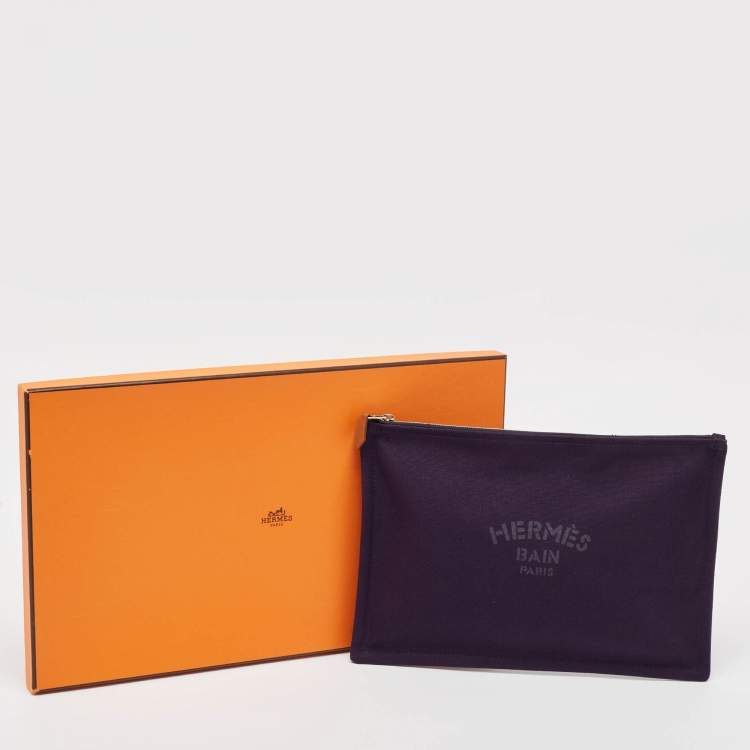 Pre Owned Hermes Nocturne Toile Large Bain New Yachting Pouch