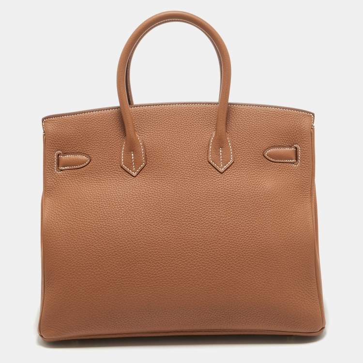 Pre Owned Hermes Gold Togo Leather Gold Finish Birkin 35 Bag