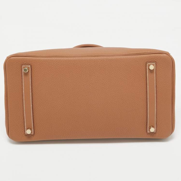 Pre Owned Hermes Gold Togo Leather Gold Finish Birkin 35 Bag