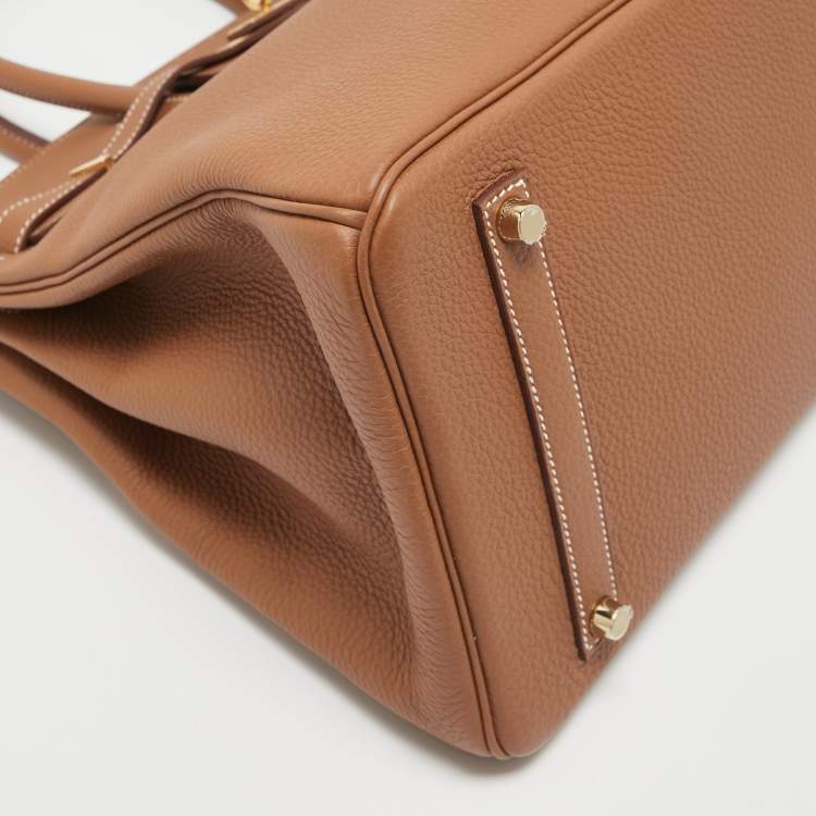 Pre Owned Hermes Gold Togo Leather Gold Finish Birkin 35 Bag