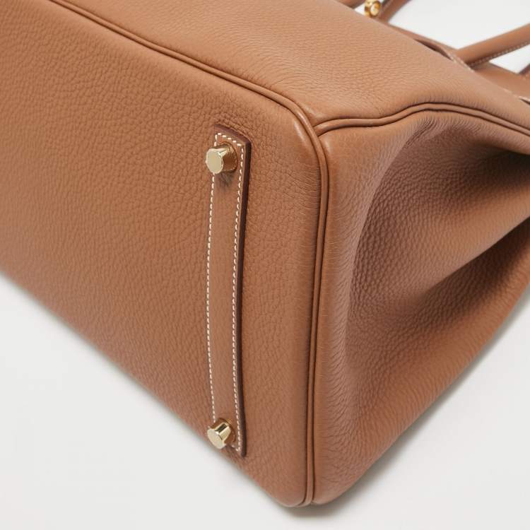 Pre Owned Hermes Gold Togo Leather Gold Finish Birkin 35 Bag