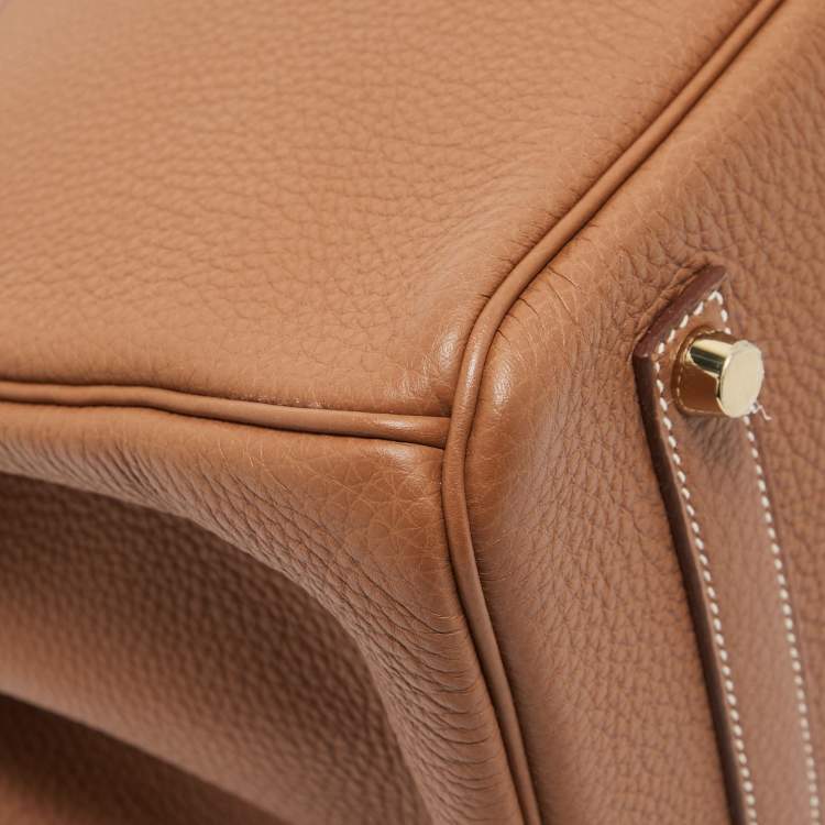 Pre Owned Hermes Gold Togo Leather Gold Finish Birkin 35 Bag