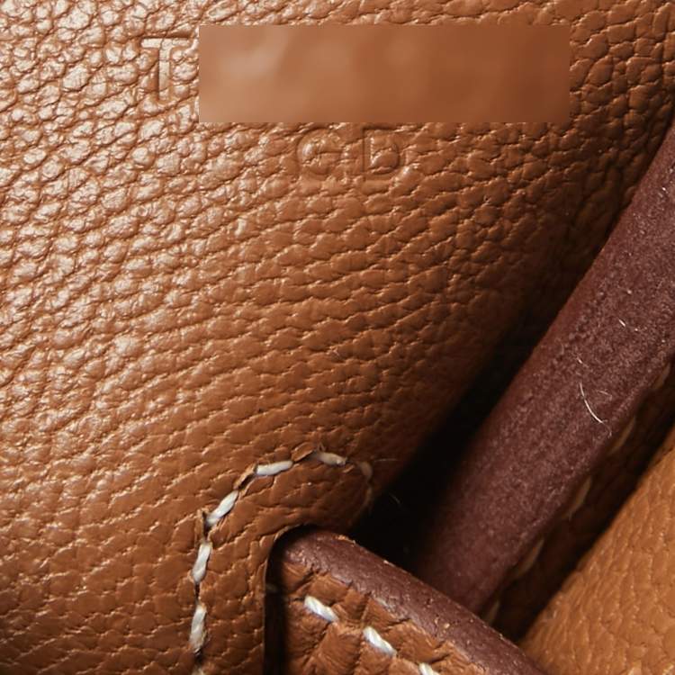 Pre Owned Hermes Gold Togo Leather Gold Finish Birkin 35 Bag