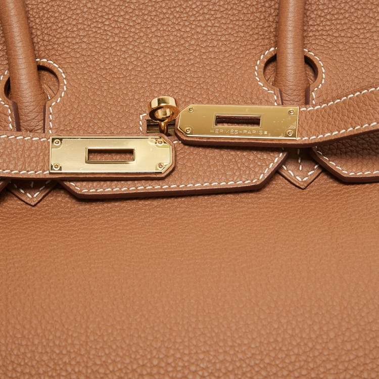 Pre Owned Hermes Gold Togo Leather Gold Finish Birkin 35 Bag