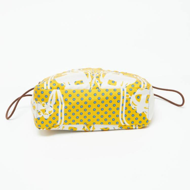 Pre Owned Hermes Yellow Silk and Barenia Leather Fourbi 20 Pouch 