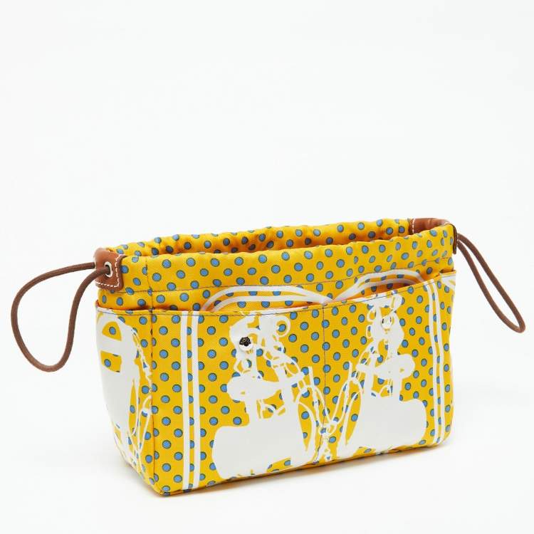 Pre Owned Hermes Yellow Silk and Barenia Leather Fourbi 20 Pouch 