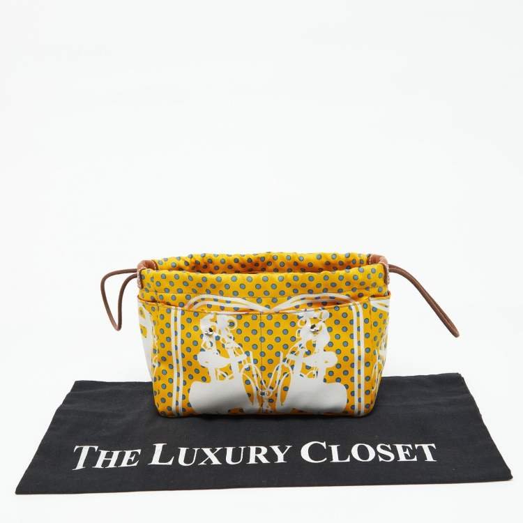 Pre Owned Hermes Yellow Silk and Barenia Leather Fourbi 20 Pouch 