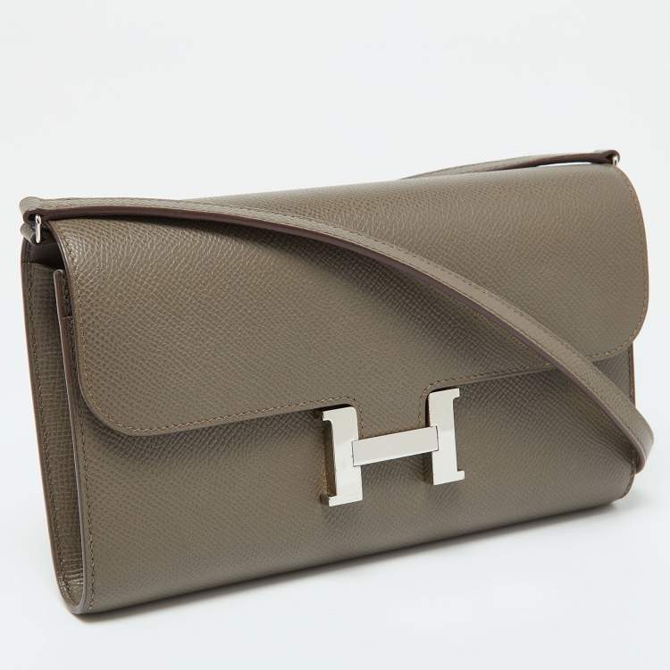 Pre Owned Hermès Gris Etain Epsom Leather Constance Long To Go Wallet