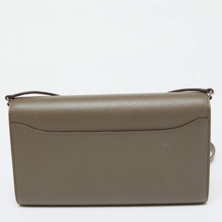 Pre Owned Hermès Gris Etain Epsom Leather Constance Long To Go Wallet