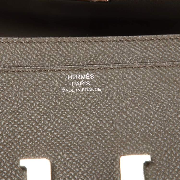 Pre Owned Hermès Gris Etain Epsom Leather Constance Long To Go Wallet