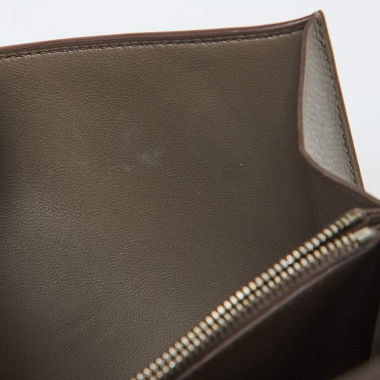 Pre Owned Hermès Gris Etain Epsom Leather Constance Long To Go Wallet