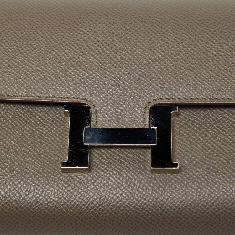 Pre Owned Hermès Gris Etain Epsom Leather Constance Long To Go Wallet