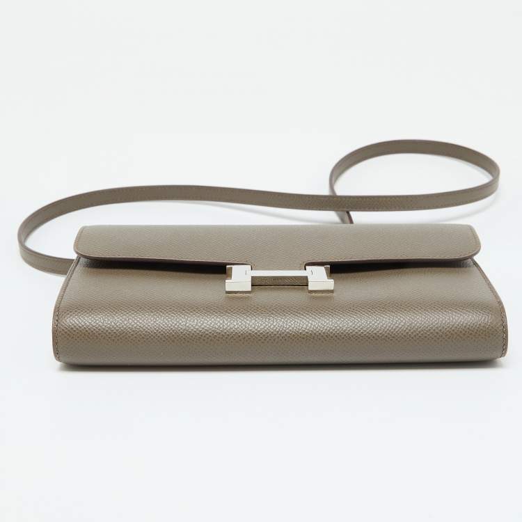 Pre Owned Hermès Gris Etain Epsom Leather Constance Long To Go Wallet