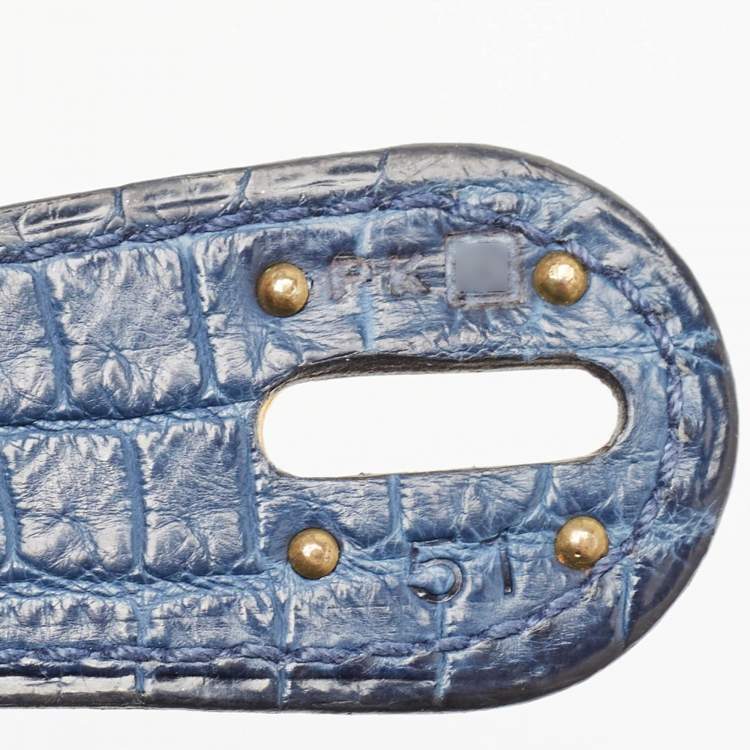 Pre Owned Hermes Blue Indigo Crocodile Niloticus Lindy 30 Bag