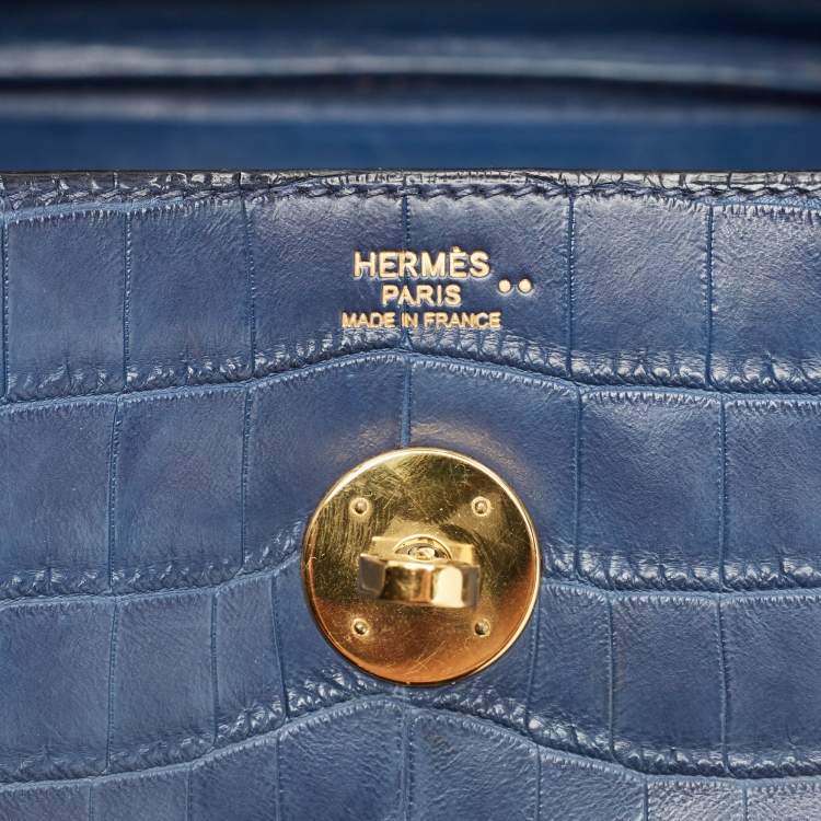 Pre Owned Hermes Blue Indigo Crocodile Niloticus Lindy 30 Bag