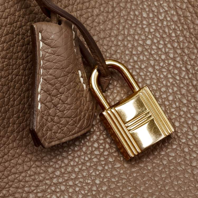 Pre Owned Hermes Etoupe Togo Leather Gold Finish Birkin 35 Bag