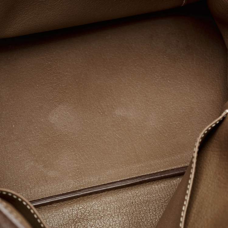 Pre Owned Hermes Etoupe Togo Leather Gold Finish Birkin 35 Bag