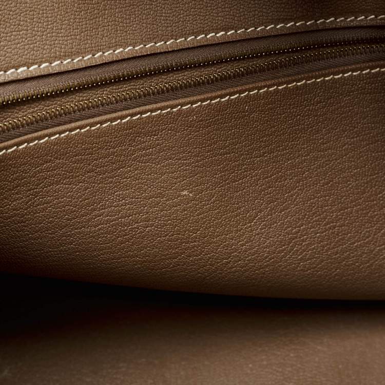 Pre Owned Hermes Etoupe Togo Leather Gold Finish Birkin 35 Bag