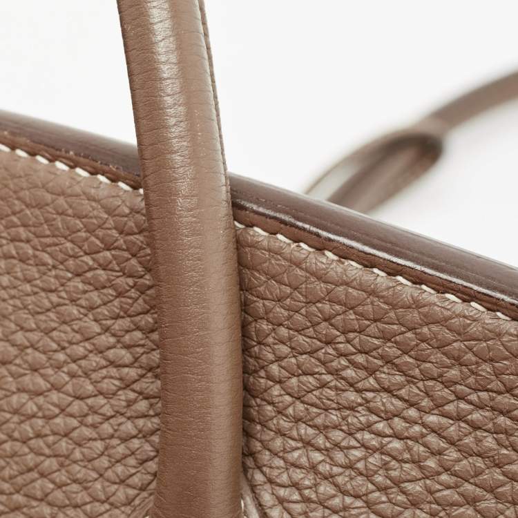 Pre Owned Hermes Etoupe Togo Leather Gold Finish Birkin 35 Bag