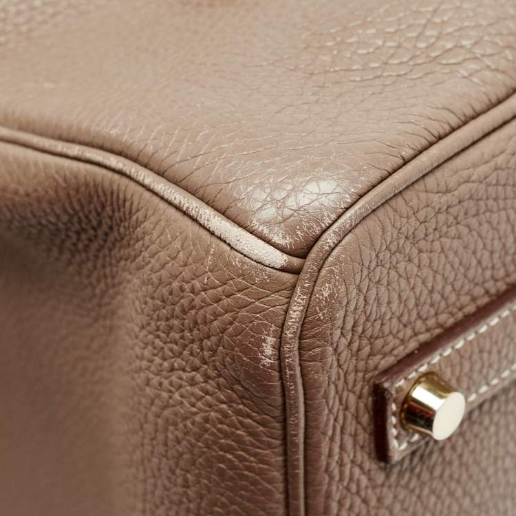Pre Owned Hermes Etoupe Togo Leather Gold Finish Birkin 35 Bag