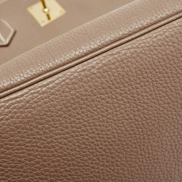 Pre Owned Hermes Etoupe Togo Leather Gold Finish Birkin 35 Bag