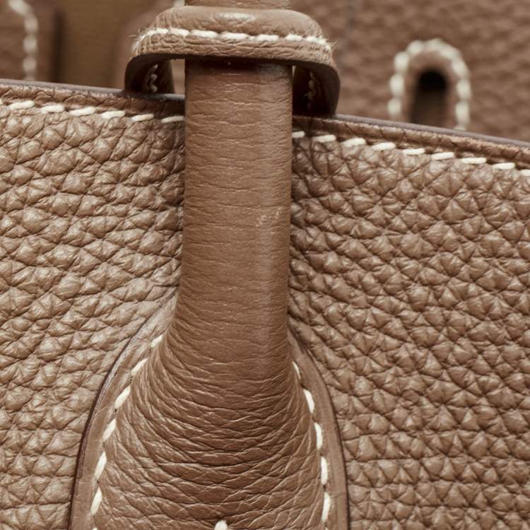 Pre Owned Hermes Etoupe Togo Leather Gold Finish Birkin 35 Bag