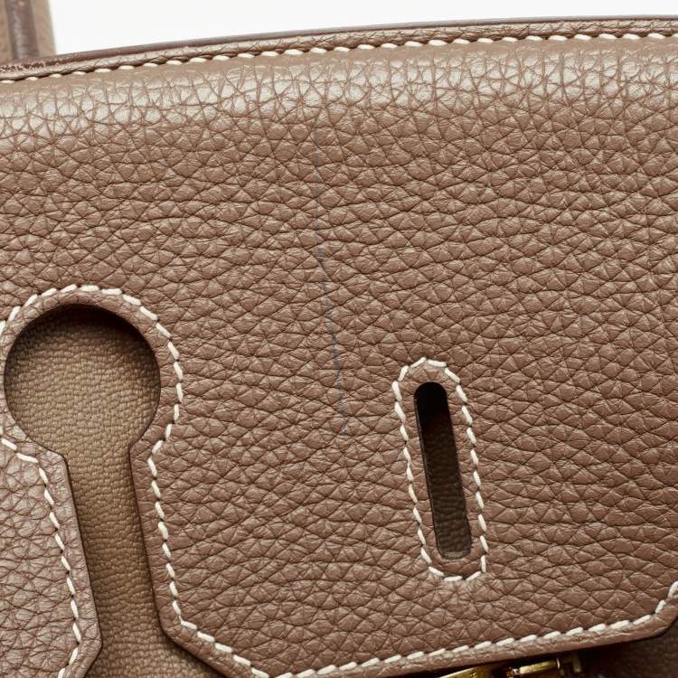 Pre Owned Hermes Etoupe Togo Leather Gold Finish Birkin 35 Bag
