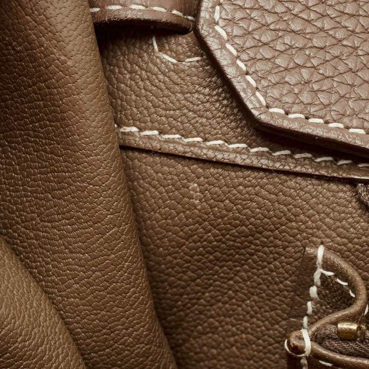Pre Owned Hermes Etoupe Togo Leather Gold Finish Birkin 35 Bag
