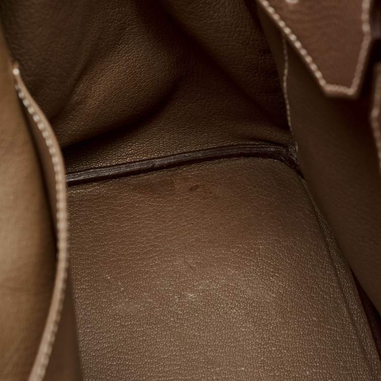 Pre Owned Hermes Etoupe Togo Leather Gold Finish Birkin 35 Bag