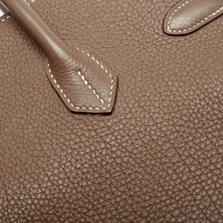 Pre Owned Hermes Etoupe Togo Leather Gold Finish Birkin 35 Bag