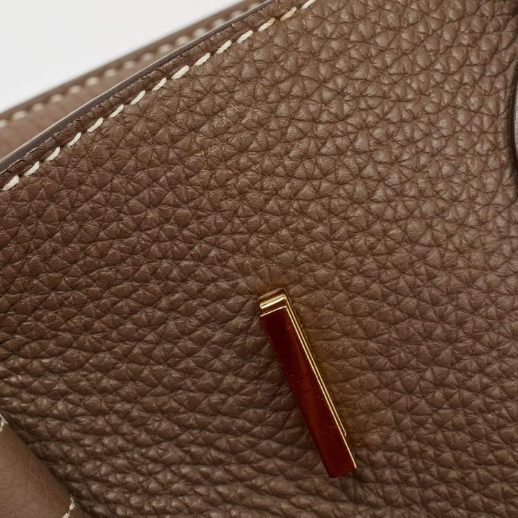 Pre Owned Hermes Etoupe Togo Leather Gold Finish Birkin 35 Bag