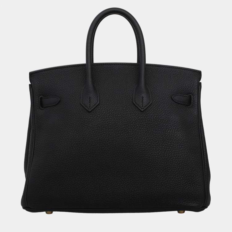 Pre Owned Hermes Noir Togo Leather Gold Finish Birkin 25 Bag
