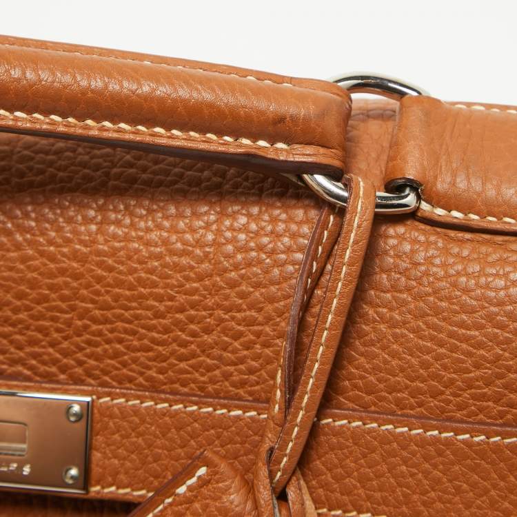 Pre Owned Hermes Gold Togo Leather Palladium Finish Shoulder Kelly 42 Bag