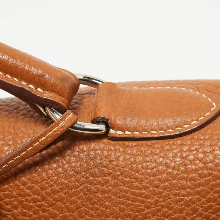 Pre Owned Hermes Gold Togo Leather Palladium Finish Shoulder Kelly 42 Bag