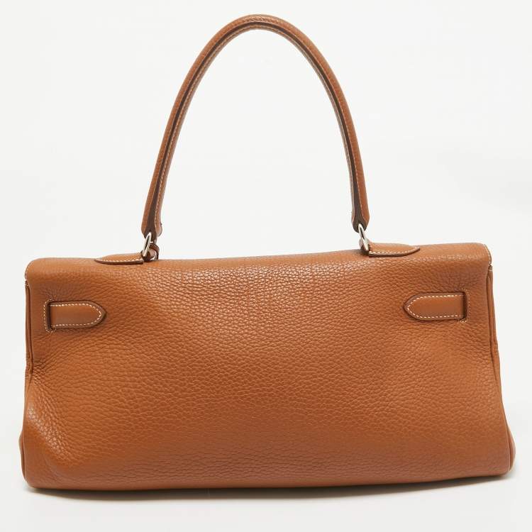 Pre Owned Hermes Gold Togo Leather Palladium Finish Shoulder Kelly 42 Bag