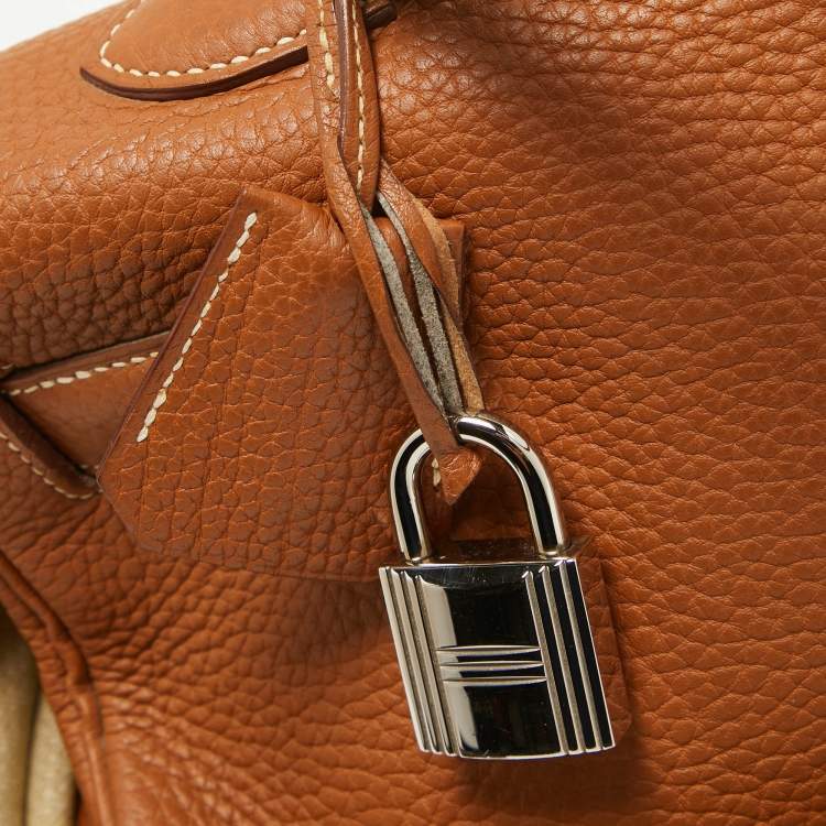 Pre Owned Hermes Gold Togo Leather Palladium Finish Shoulder Kelly 42 Bag