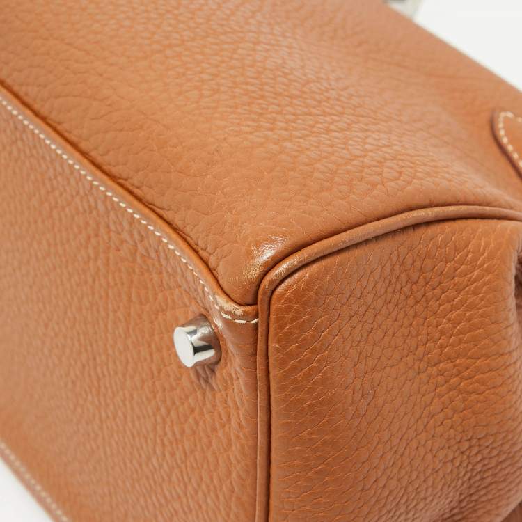 Pre Owned Hermes Gold Togo Leather Palladium Finish Shoulder Kelly 42 Bag