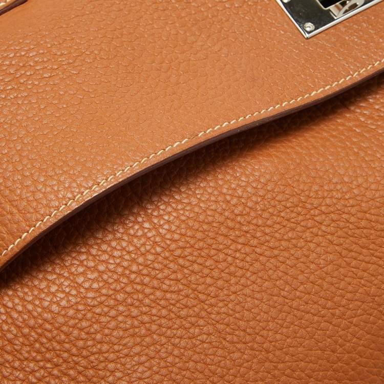 Pre Owned Hermes Gold Togo Leather Palladium Finish Shoulder Kelly 42 Bag