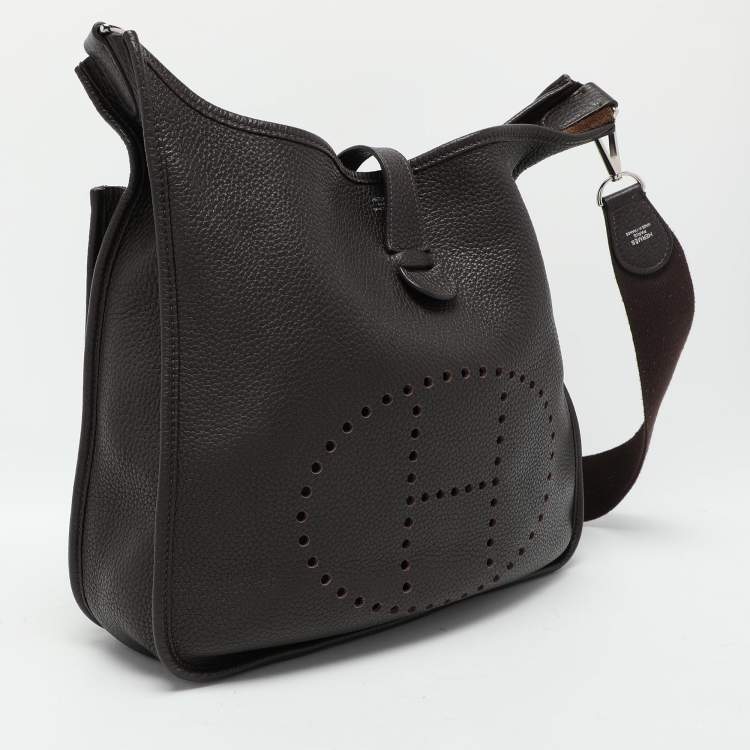 Pre Owned Hermes Brown Leather Evelyne III GM Bag