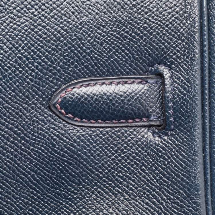 Pre Owned Hermes Navy Blue Epsom Leather Gold Finish HAC Birkin 32 Bag