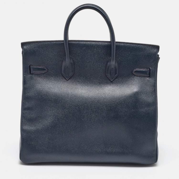 Pre Owned Hermes Navy Blue Epsom Leather Gold Finish HAC Birkin 32 Bag