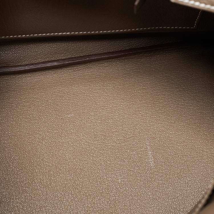 مملوكة مسبقًا Hermes Etoupe Grey Taurillon Clemence Leather Palladium Finish Birkin 30 Bag