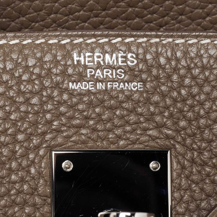 مملوكة مسبقًا Hermes Etoupe Grey Taurillon Clemence Leather Palladium Finish Birkin 30 Bag