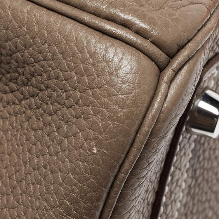 مملوكة مسبقًا Hermes Etoupe Grey Taurillon Clemence Leather Palladium Finish Birkin 30 Bag