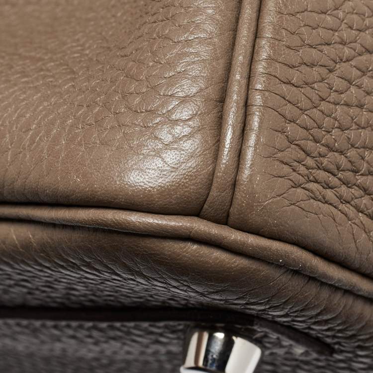 مملوكة مسبقًا Hermes Etoupe Grey Taurillon Clemence Leather Palladium Finish Birkin 30 Bag