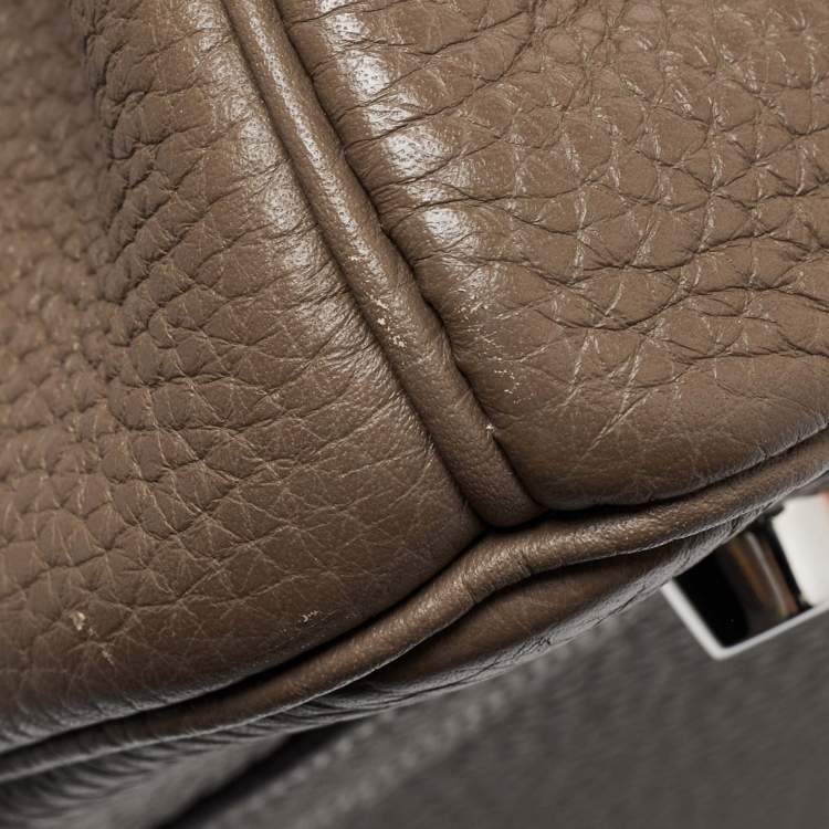 مملوكة مسبقًا Hermes Etoupe Grey Taurillon Clemence Leather Palladium Finish Birkin 30 Bag