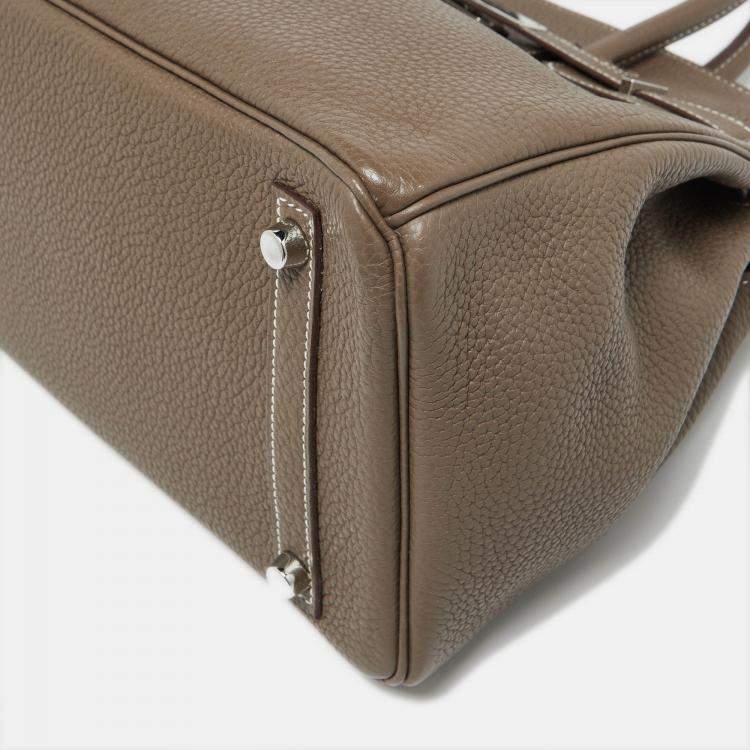 مملوكة مسبقًا Hermes Etoupe Grey Taurillon Clemence Leather Palladium Finish Birkin 30 Bag